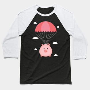 Baby Pig in a Parachute Baseball T-Shirt